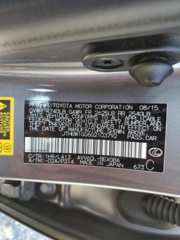 2016 Lexus Es 300H VIN: JTHBW1GG6G2103792 Lot: 60522504