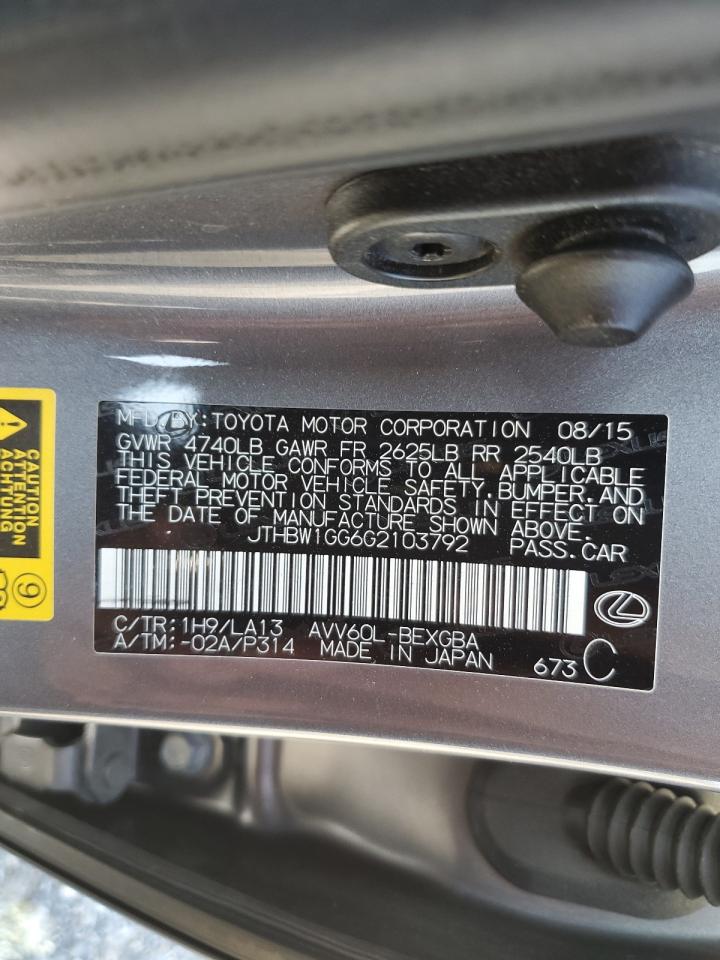 JTHBW1GG6G2103792 2016 Lexus Es 300H