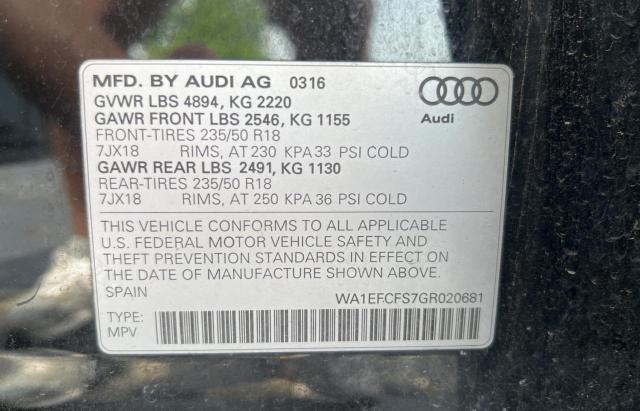 2016 Audi Q3 Premium Plus VIN: WA1EFCFS7GR020681 Lot: 57749754