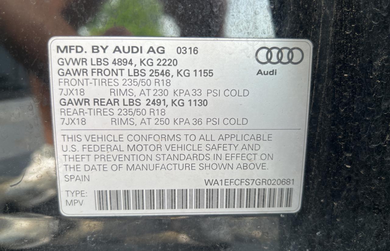 WA1EFCFS7GR020681 2016 Audi Q3 Premium Plus