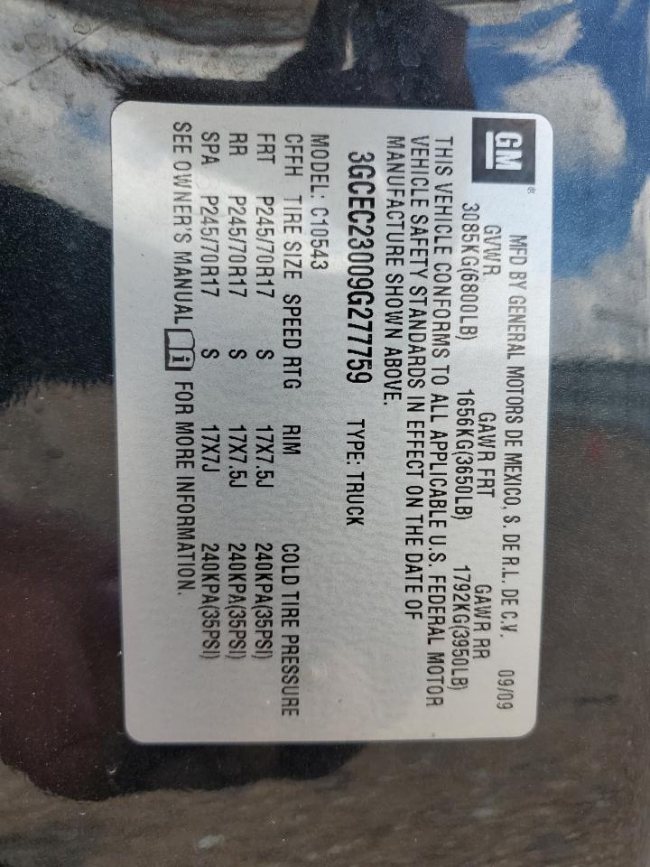 3GCEC23009G277759 2009 Chevrolet Silverado C1500 Lt