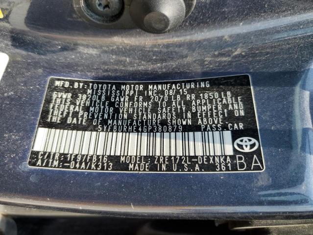 2016 TOYOTA COROLLA L - 5YFBURHE4GP380879