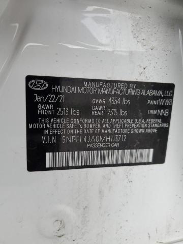 2021 Hyundai Sonata Sel VIN: 5NPEL4JA0MH113712 Lot: 57322224