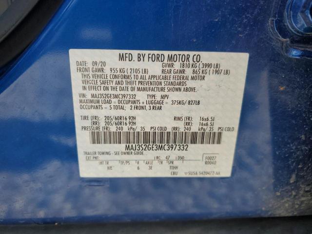 2021 Ford Ecosport Se VIN: MAJ3S2GE3MC397332 Lot: 61240314