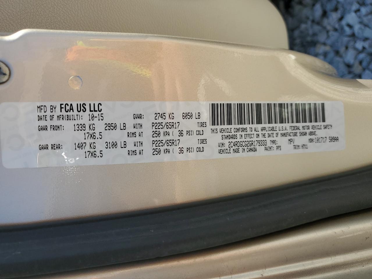 2C4RDGCG2GR179333 2016 Dodge Grand Caravan Sxt