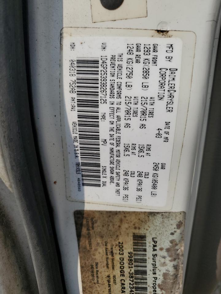 1D4GP25393B267125 2003 Dodge Caravan Se