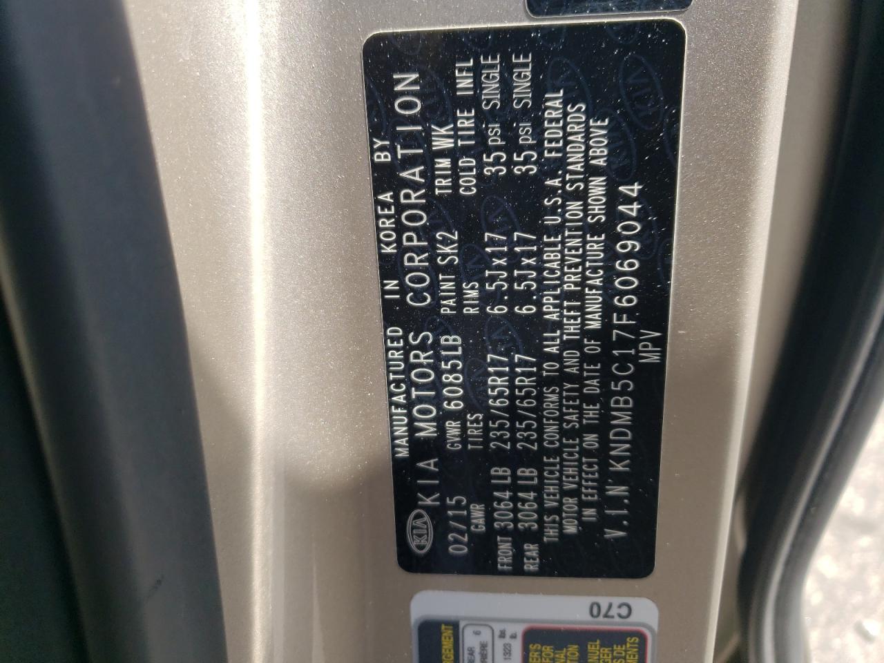 KNDMB5C17F6069044 2015 Kia Sedona Lx