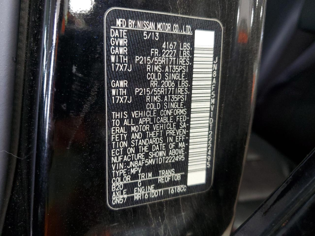 JN8AF5MV1DT222495 2013 Nissan Juke S