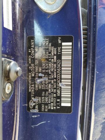 2013 Hyundai Tucson Gls VIN: KM8JUCAC0DU563420 Lot: 59478324