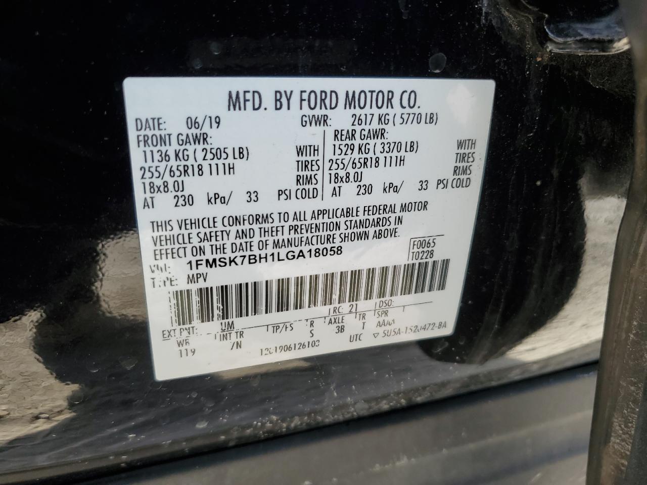 1FMSK7BH1LGA18058 2020 Ford Explorer