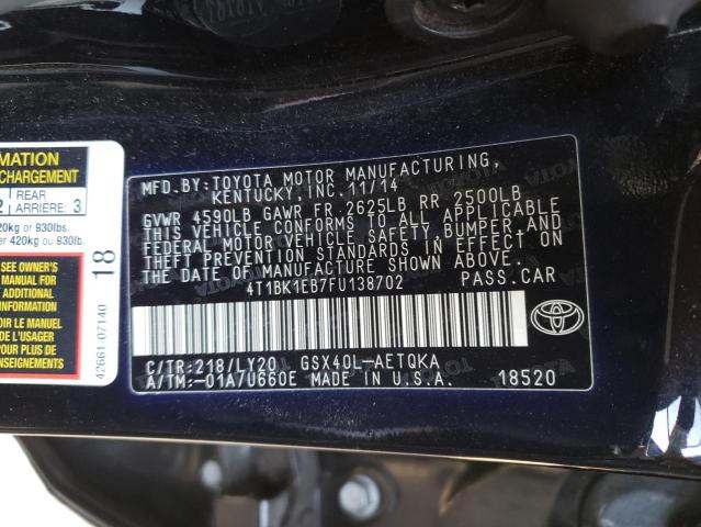 2015 Toyota Avalon Xle VIN: 4T1BK1EB7FU138702 Lot: 60777904