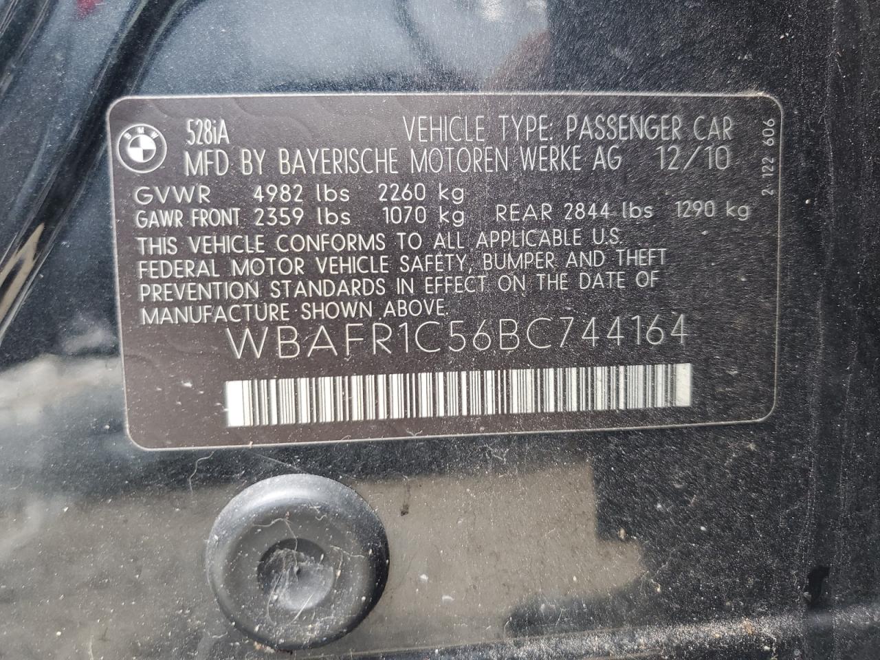 WBAFR1C56BC744164 2011 BMW 528 I