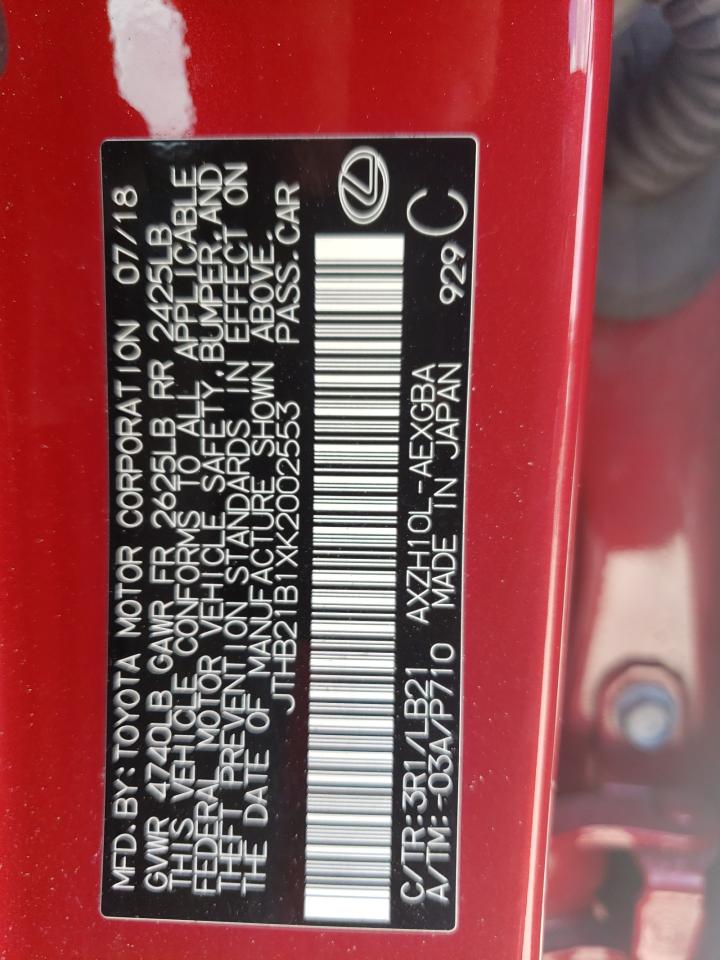 JTHB21B1XK2002553 2019 Lexus Es 300H