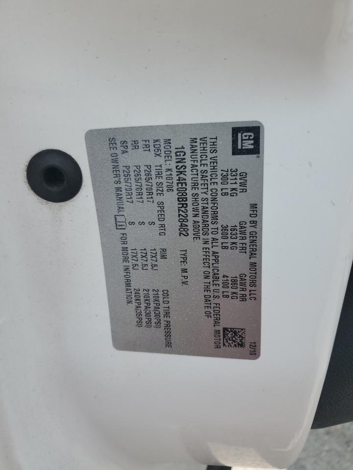 1GNSK4E08BR228482 2011 Chevrolet Tahoe K1500