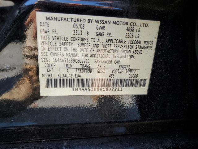 2009 Nissan Maxima S VIN: 1N4AA51E89C802211 Lot: 56886104