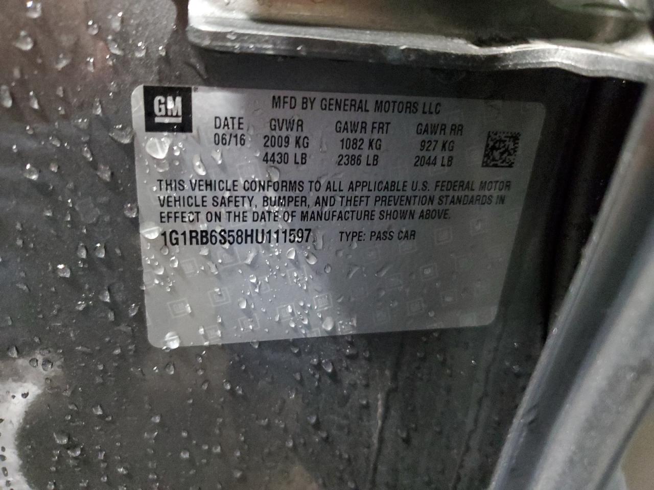 1G1RB6S58HU111597 2017 Chevrolet Volt Premier