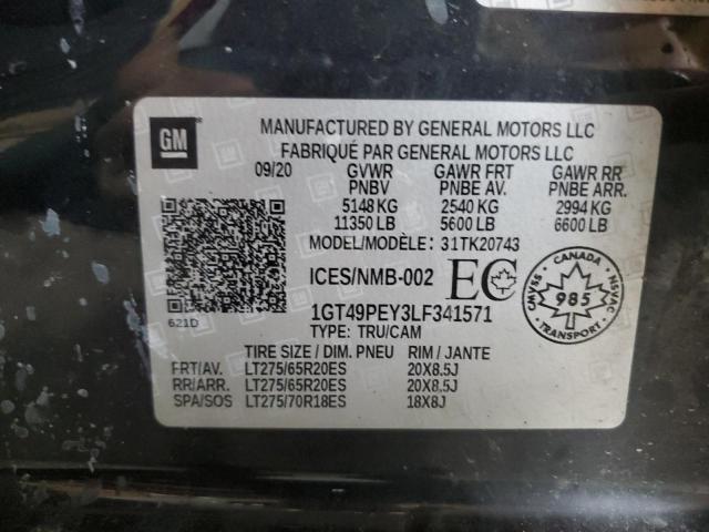 2020 GMC Sierra K2500 At4 VIN: 1GT49PEY3LF341571 Lot: 59083984