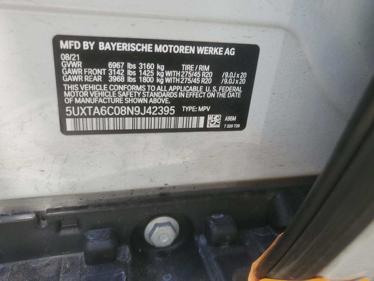 5UXTA6C08N9J42395 2022 BMW X5 xDrive45E