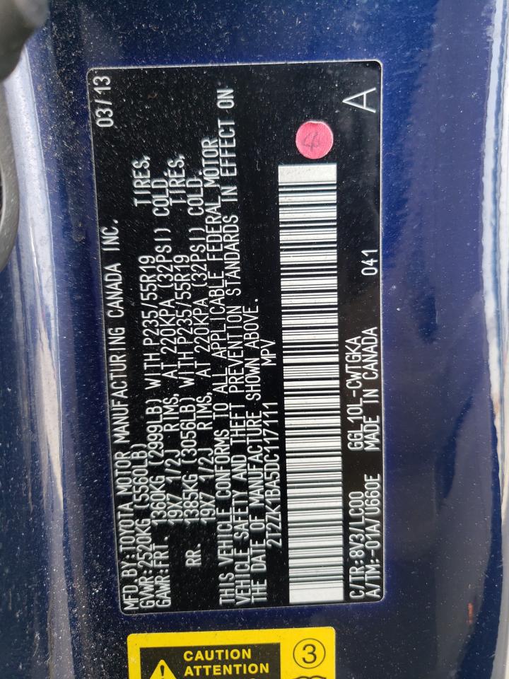 2T2ZK1BA5DC117111 2013 Lexus Rx 350