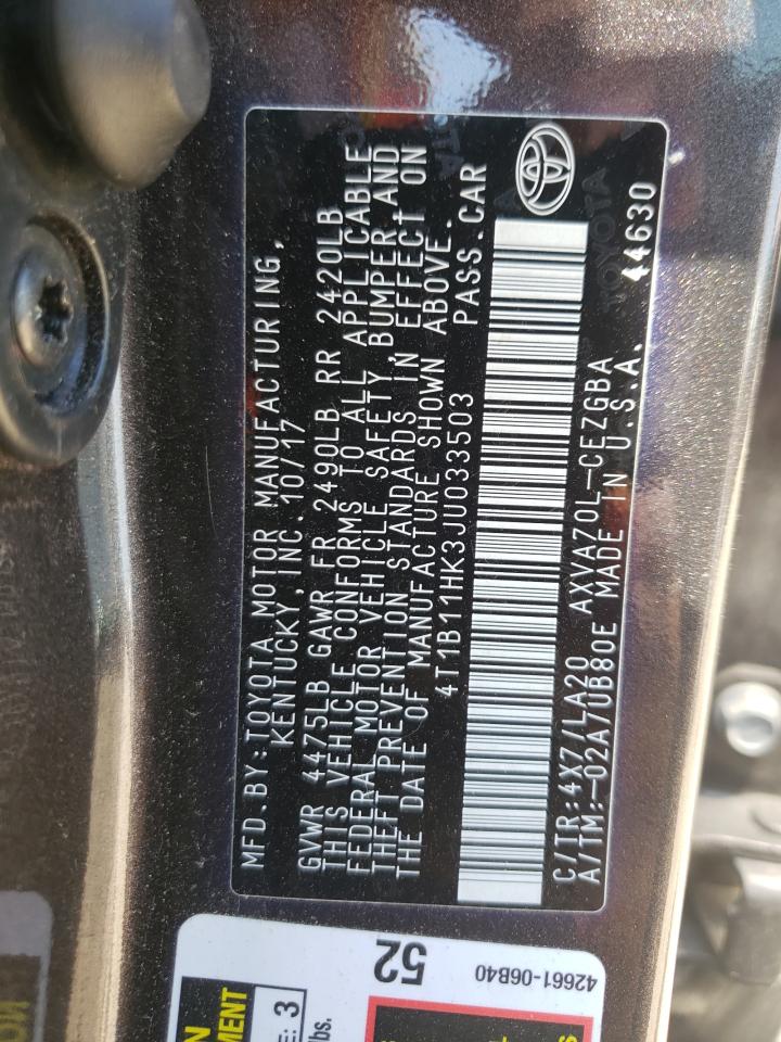 4T1B11HK3JU033503 2018 Toyota Camry L