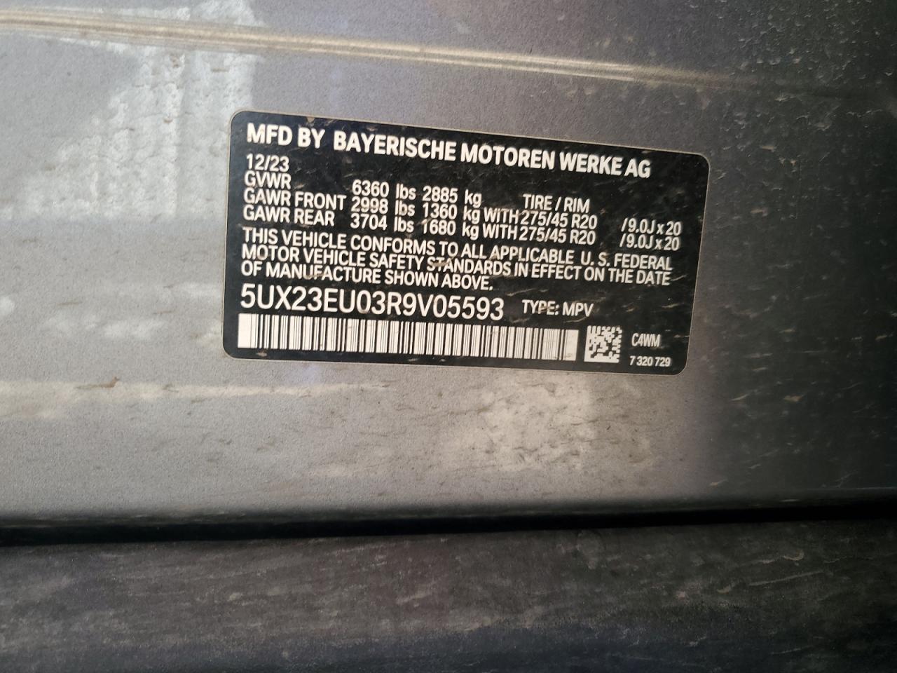 5UX23EU03R9V05593 2024 BMW X5 xDrive40I