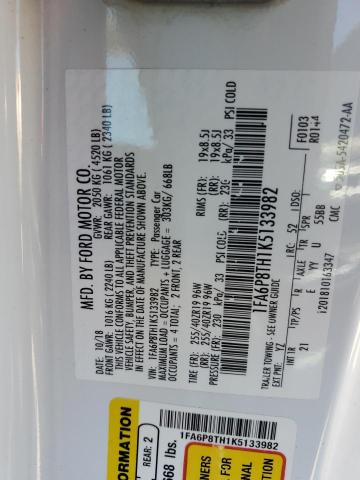 2019 Ford Mustang VIN: 1FA6P8TH1K5133982 Lot: 57642784