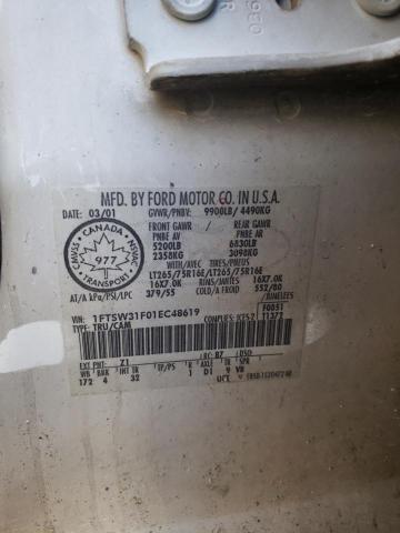 2001 Ford F350 Srw Super Duty VIN: 1FTSW31F01EC48619 Lot: 57687444