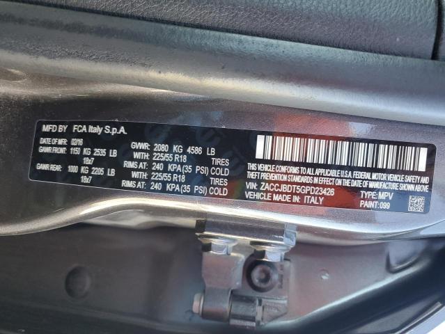 2016 Jeep Renegade Limited VIN: ZACCJBDT5GPD23426 Lot: 60407234