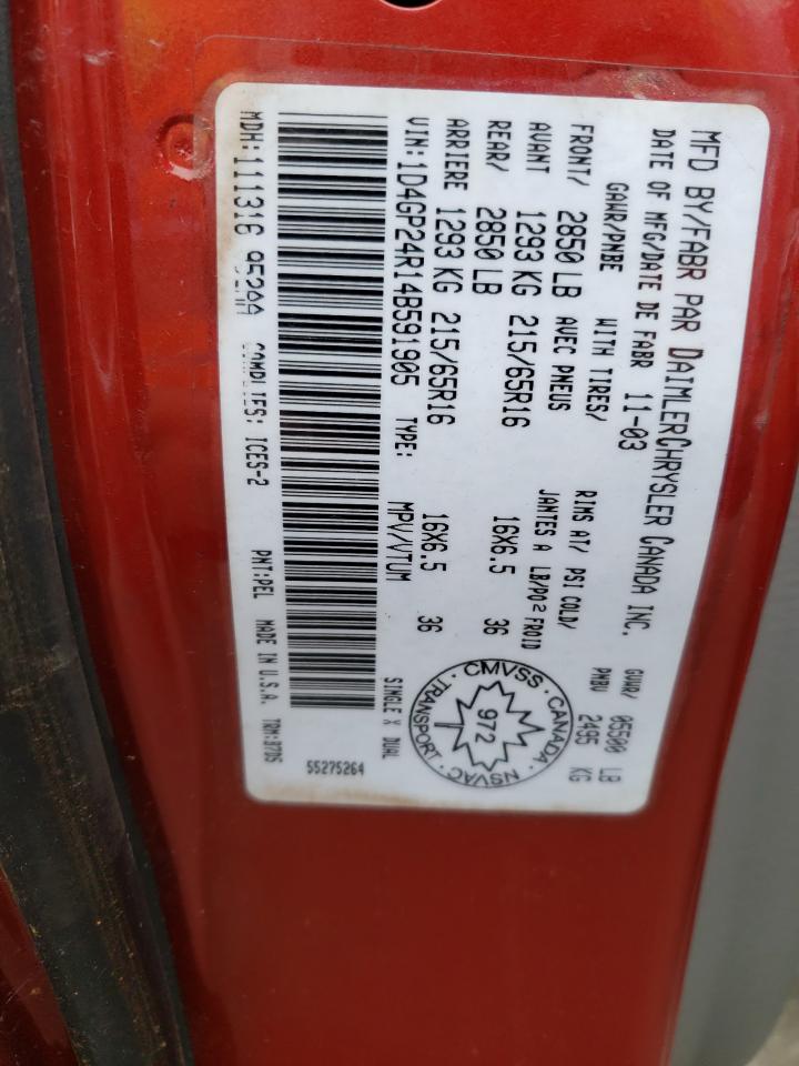 1D4GP24R14B591905 2004 Dodge Grand Caravan Se