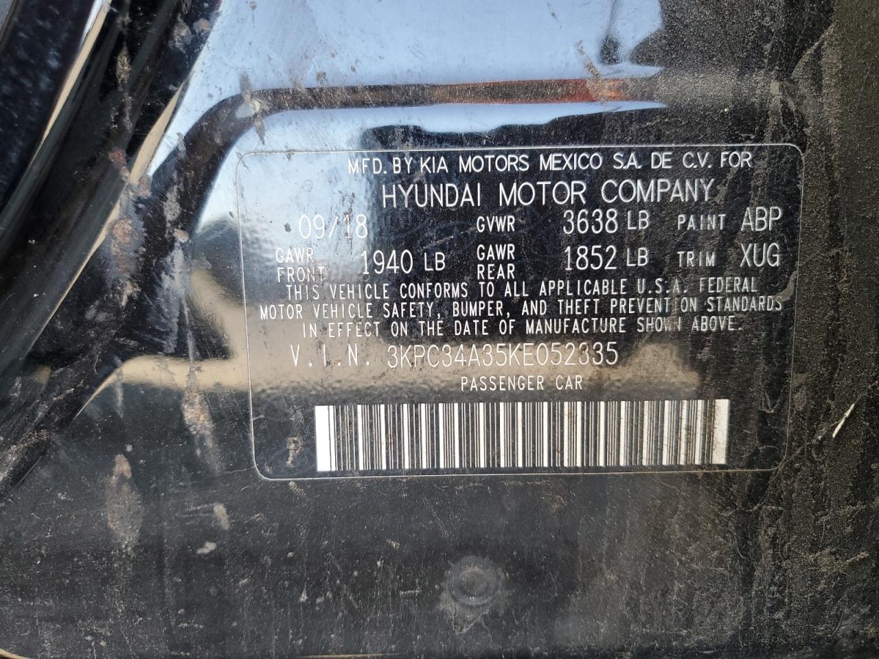 3KPC34A35KE052335 2019 Hyundai Accent Limited