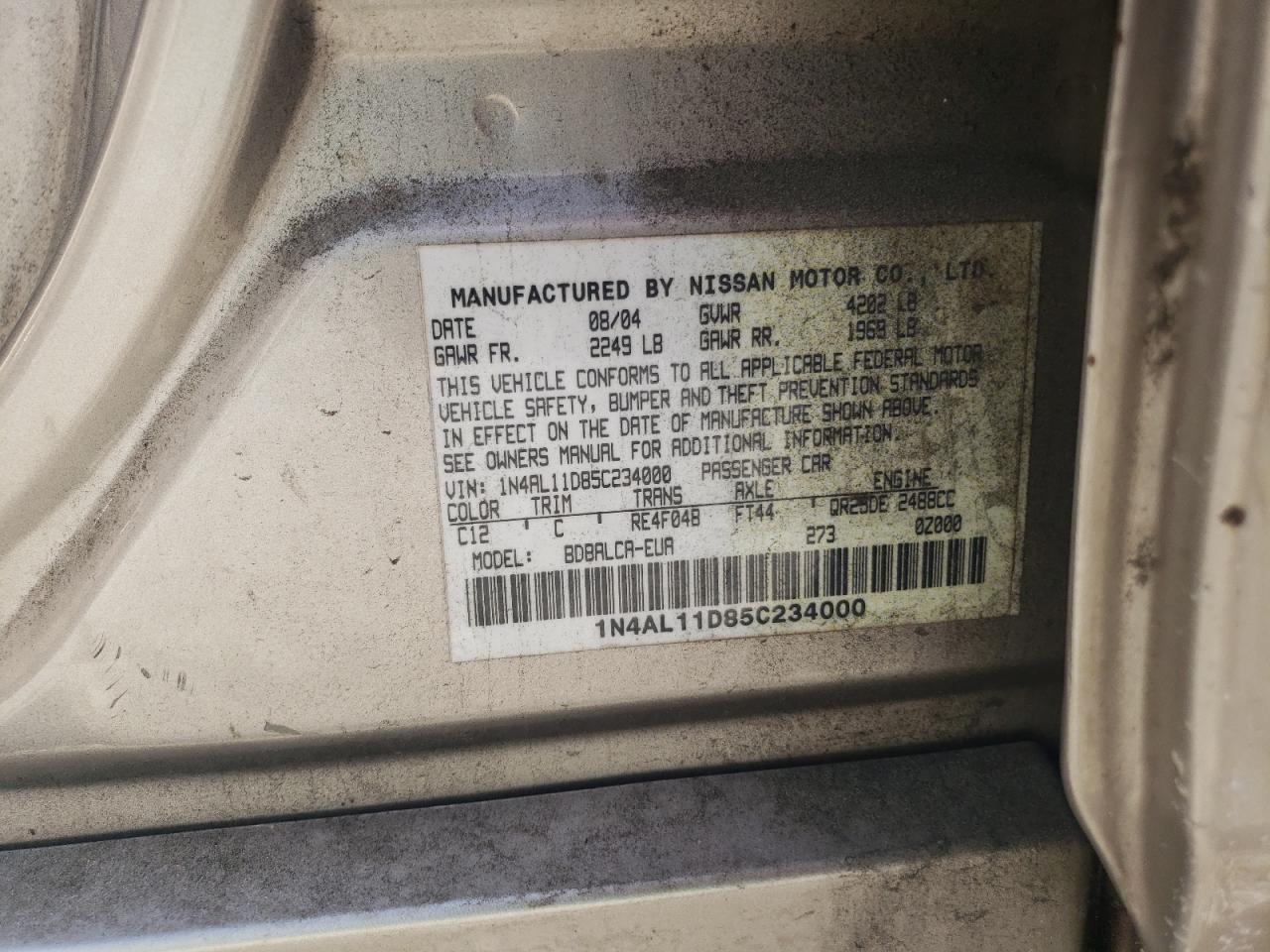 1N4AL11D85C234000 2005 Nissan Altima S