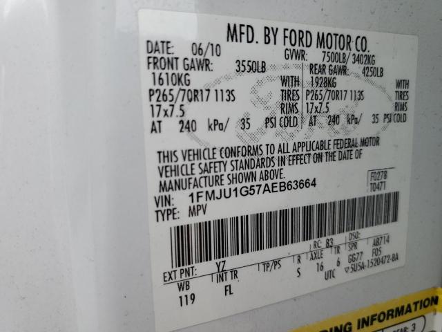 2010 Ford Expedition Xlt VIN: 1FMJU1G57AEB63664 Lot: 57230124