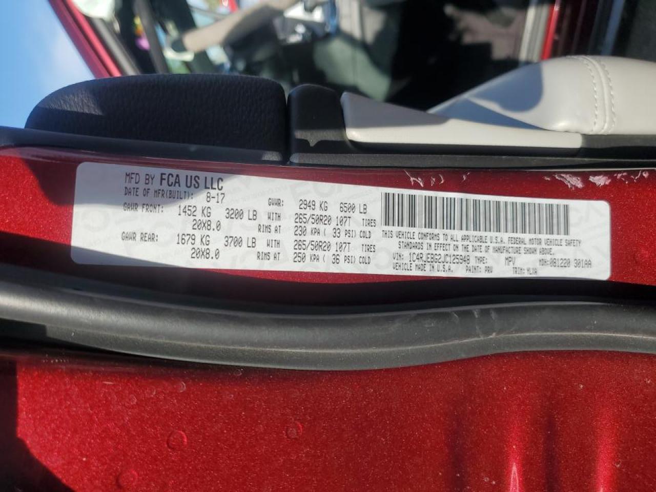 1C4RJEBG2JC125948 2018 Jeep Grand Cherokee Limited