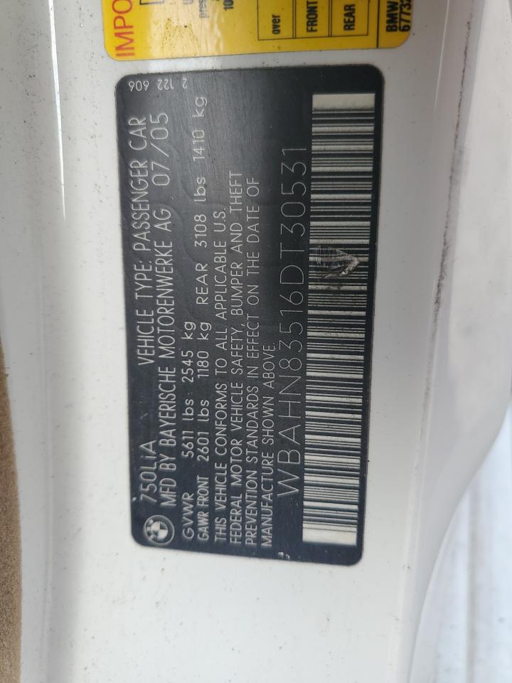 WBAHN83516DT30531 2006 BMW 750 Li