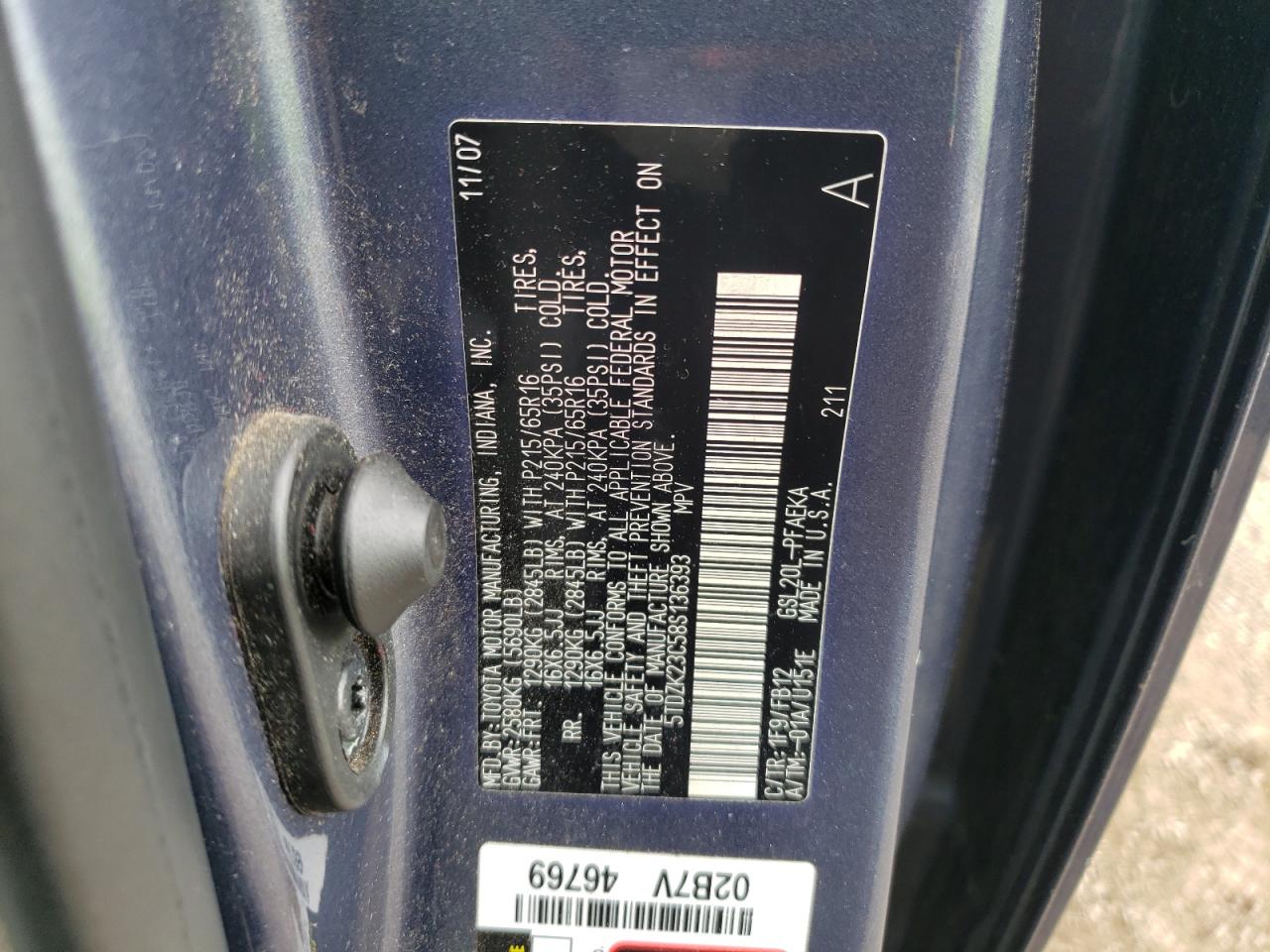 5TDZK23C58S136393 2008 Toyota Sienna Ce