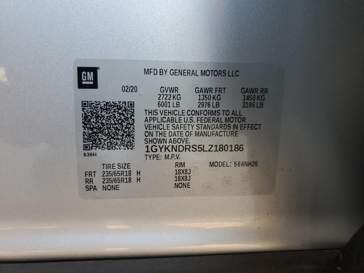 1GYKNDRS5LZ180186 2020 Cadillac Xt5 Premium Luxury