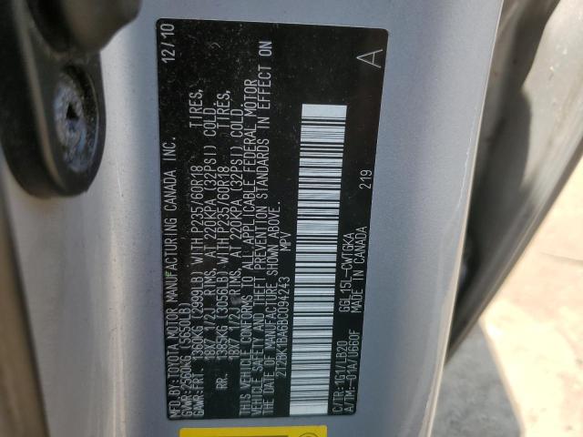 2011 Lexus Rx 350 VIN: 2T2BK1BA6BC094243 Lot: 59125154