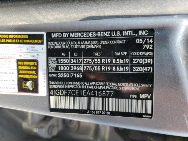 VIN 4JGDF7CE1EA416877 2014 Mercedes-Benz GL-Class, ... no.13