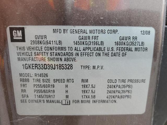 2009 GMC Acadia Slt-2 VIN: 1GKER33D39J185328 Lot: 58542884