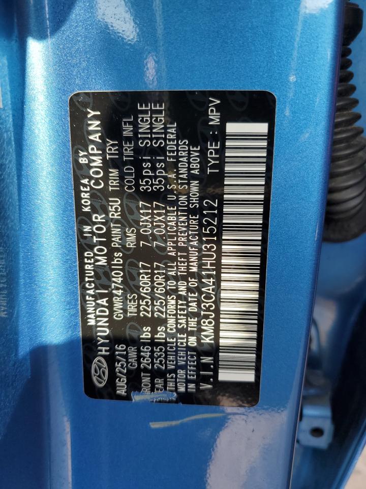 KM8J3CA41HU315212 2017 Hyundai Tucson Limited