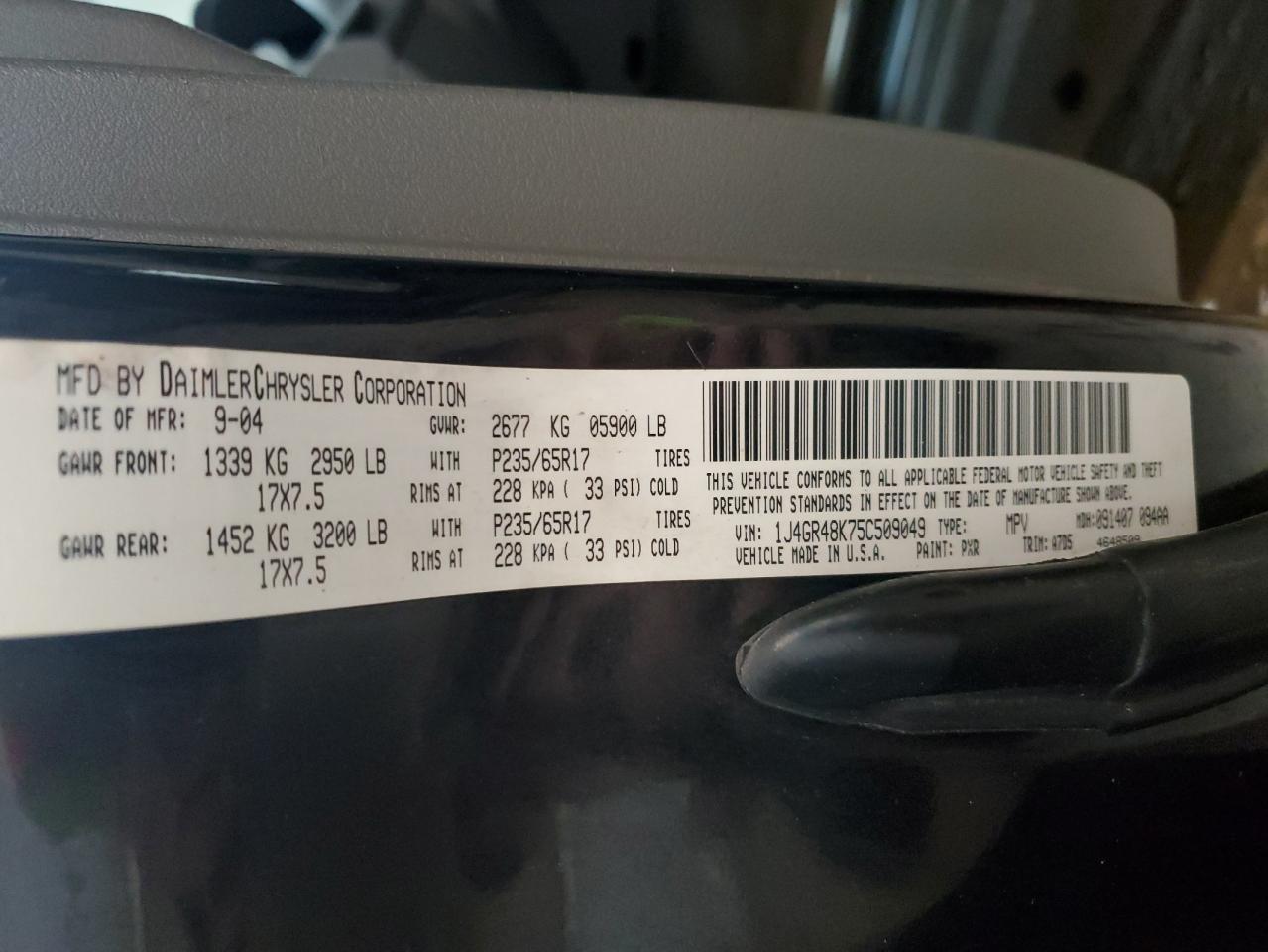 1J4GR48K75C509049 2005 Jeep Grand Cherokee Laredo