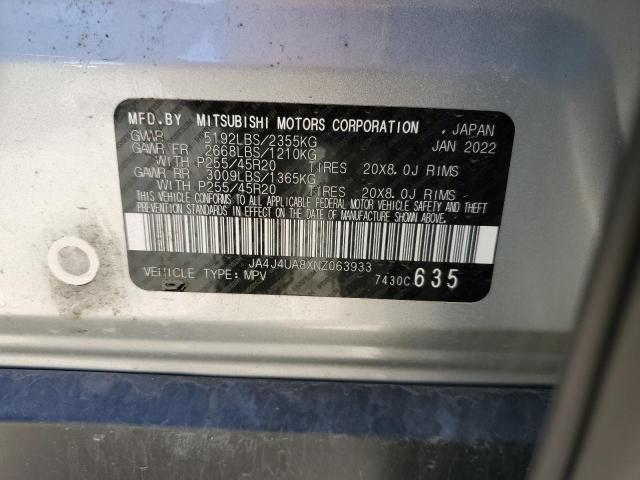 2022 Mitsubishi Outlander Se VIN: JA4J4UA8XNZ063933 Lot: 58365854