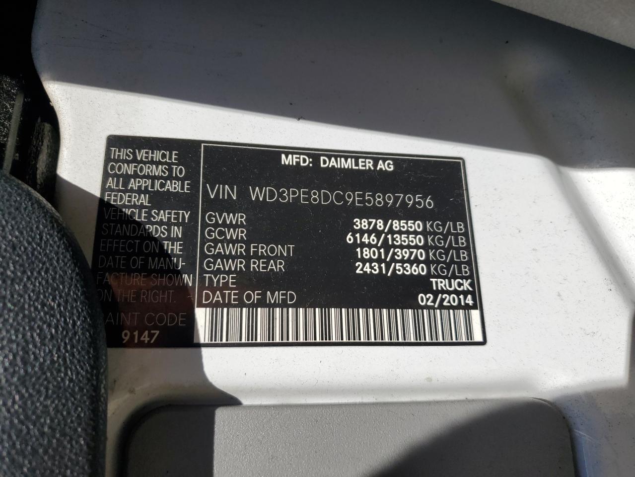 WD3PE8DC9E5897956 2014 Mercedes-Benz Sprinter 2500