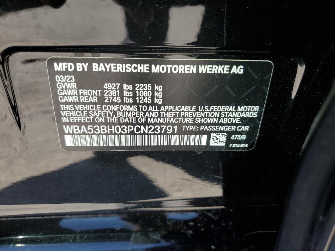 WBA53BH03PCN23791 2023 BMW 530 I