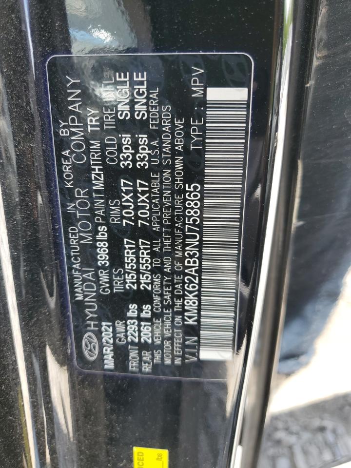 KM8K62AB3NU758865 2022 Hyundai Kona Sel