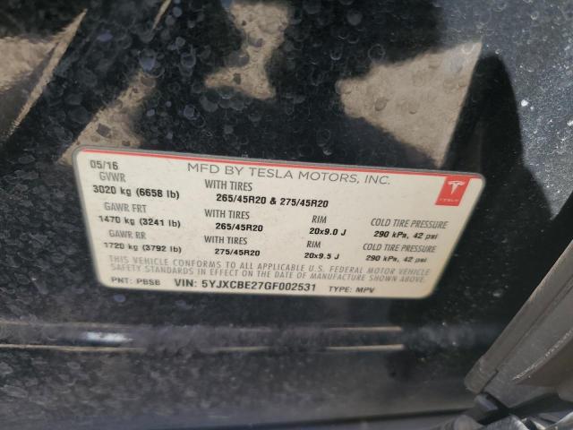 2016 TESLA MODEL X - 5YJXCBE27GF002531