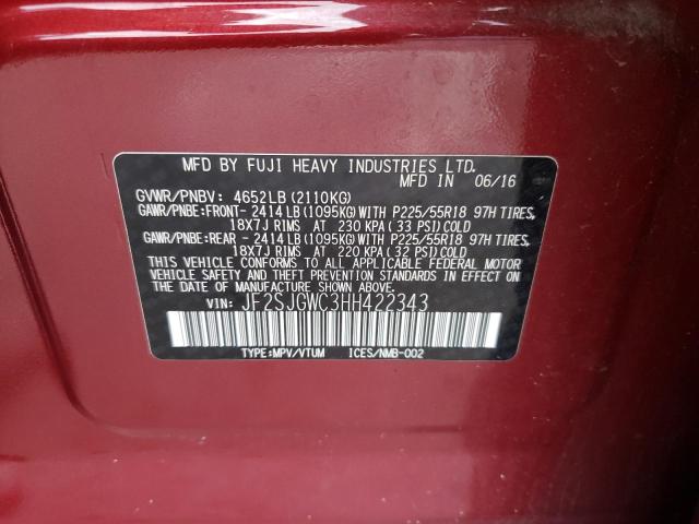 2017 Subaru Forester 2.0Xt Touring VIN: JF2SJGWC3HH422343 Lot: 60310124