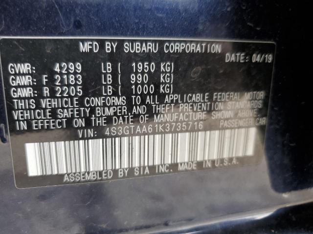 2019 Subaru Impreza VIN: 4S3GTAA61K3735716 Lot: 60941844