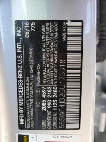 2016 Mercedes-Benz C 300 VIN: 55SWF4JB2GU173318 Lot: 58783164