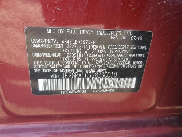 2016 SUBARU CROSSTREK - JF2GPALC3G8330010